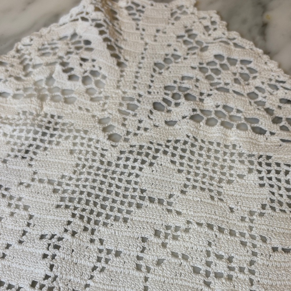 Handmade 35" White Lace Table Runner - Picture 6 of 8